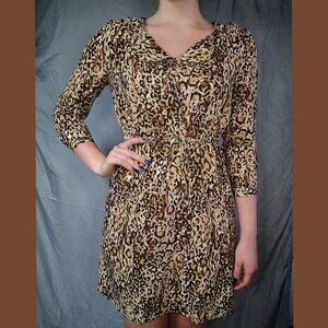 Merona Womans Cheetah Print Quarter Sleeve Dress with Pockets